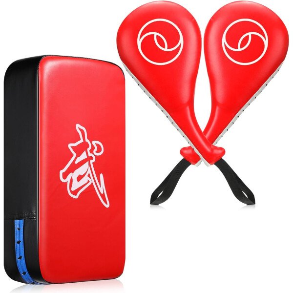 Poen 3 almohadillas de taekwondo Kick Pads Muay Thai MMA Karate Sparring Gear artes marciales kickboxing almohadillas de entrenamiento de punzonado golpeando equipo objetivo palas de cuero PU golpear