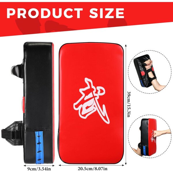 Poen 3 almohadillas de taekwondo Kick Pads Muay Thai MMA Karate Sparring Gear artes marciales kickboxing almohadillas de entrenamiento de punzonado golpeando equipo objetivo palas de cuero PU golpear - Imagen 2