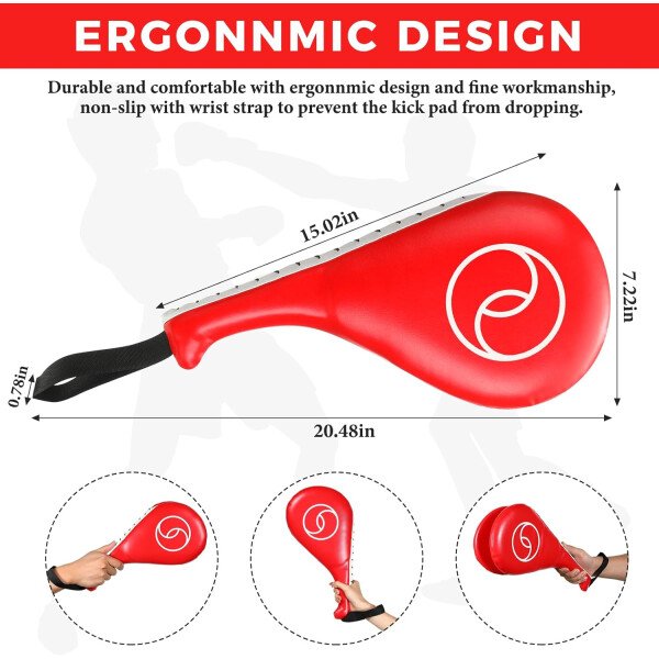 Poen 3 almohadillas de taekwondo Kick Pads Muay Thai MMA Karate Sparring Gear artes marciales kickboxing almohadillas de entrenamiento de punzonado golpeando equipo objetivo palas de cuero PU golpear - Imagen 3