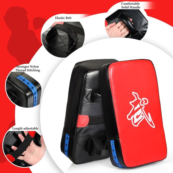 Poen 3 almohadillas de taekwondo Kick Pads Muay Thai MMA Karate Sparring Gear artes marciales kickboxing almohadillas de entrenamiento de punzonado golpeando equipo objetivo palas de cuero PU golpear - Imagen 4