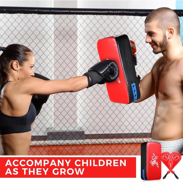 Poen 3 almohadillas de taekwondo Kick Pads Muay Thai MMA Karate Sparring Gear artes marciales kickboxing almohadillas de entrenamiento de punzonado golpeando equipo objetivo palas de cuero PU golpear - Imagen 6