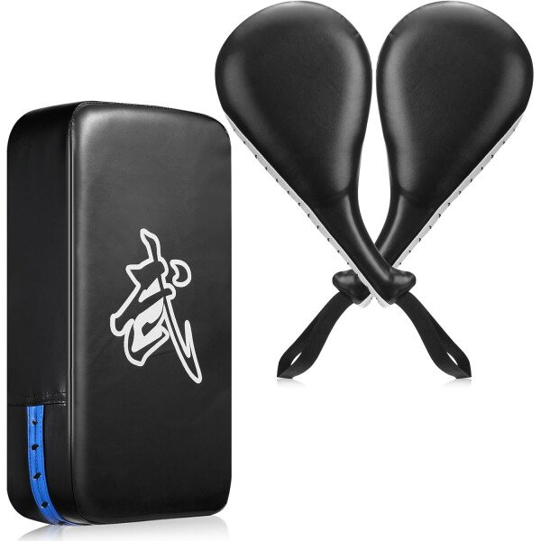 Poen 3 almohadillas de taekwondo Kick Pads Muay Thai MMA Karate Sparring Gear artes marciales kickboxing almohadillas de entrenamiento de punzonado golpeando equipo objetivo palas de cuero PU golpear - Imagen 8