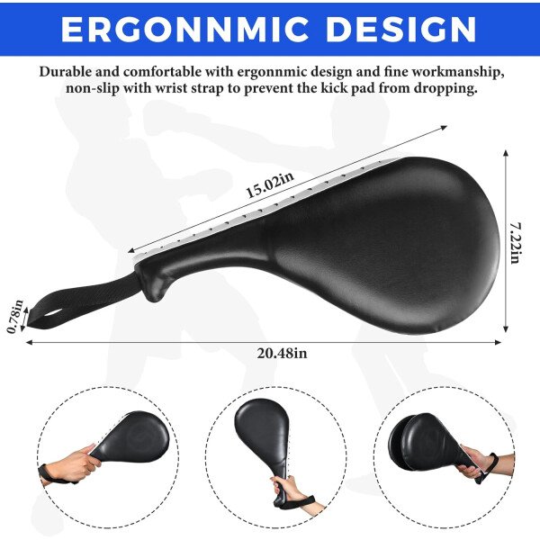 Poen 3 almohadillas de taekwondo Kick Pads Muay Thai MMA Karate Sparring Gear artes marciales kickboxing almohadillas de entrenamiento de punzonado golpeando equipo objetivo palas de cuero PU golpear - Imagen 9
