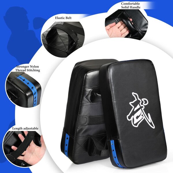 Poen 3 almohadillas de taekwondo Kick Pads Muay Thai MMA Karate Sparring Gear artes marciales kickboxing almohadillas de entrenamiento de punzonado golpeando equipo objetivo palas de cuero PU golpear - Imagen 10
