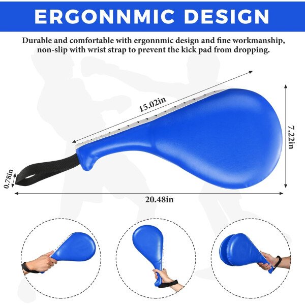 Poen 3 almohadillas de taekwondo Kick Pads Muay Thai MMA Karate Sparring Gear artes marciales kickboxing almohadillas de entrenamiento de punzonado golpeando equipo objetivo palas de cuero PU golpear - Imagen 16