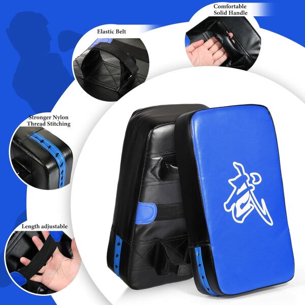 Poen 3 almohadillas de taekwondo Kick Pads Muay Thai MMA Karate Sparring Gear artes marciales kickboxing almohadillas de entrenamiento de punzonado golpeando equipo objetivo palas de cuero PU golpear - Imagen 18