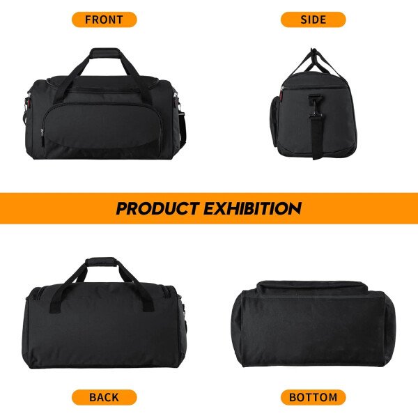 Bolsa de gimnasio para hombre, 21 pulgadas, grande, para viajes y deportes, Negro - - Imagen 6