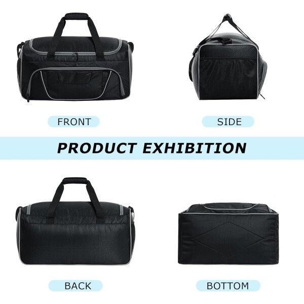 Bolsa de gimnasio para hombre, 21 pulgadas, grande, para viajes y deportes, Negro - - Imagen 10