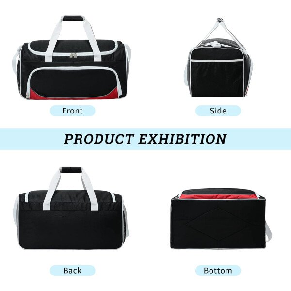 Bolsa de gimnasio para hombre, 21 pulgadas, grande, para viajes y deportes, Negro - - Imagen 17