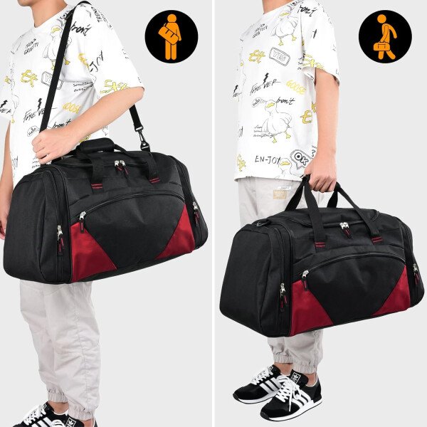 Bolsa de gimnasio para hombre, 21 pulgadas, grande, para viajes y deportes, Negro - - Imagen 25