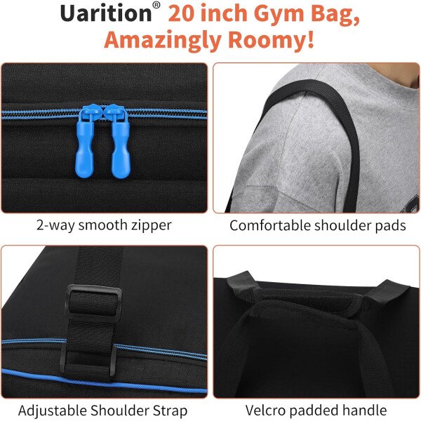 Bolsa de gimnasio para hombre, 21 pulgadas, grande, para viajes y deportes, Negro - - Imagen 42