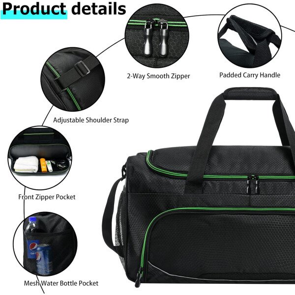 Bolsa de gimnasio para hombre, 21 pulgadas, grande, para viajes y deportes, Negro - - Imagen 50