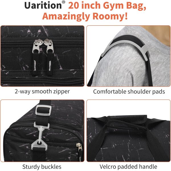 Bolsa de gimnasio para hombre, 21 pulgadas, grande, para viajes y deportes, Negro - - Imagen 54