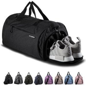 Fitgriff® Bolsa de gimnasio para hombres y mujeres con compartimento para zapatos y artículos húmedos, bolsa de lona para viajes, deportes, fitness y entrenamiento