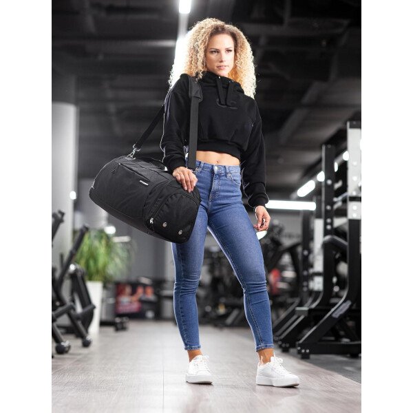 Fitgriff® Bolsa de gimnasio para hombres y mujeres con compartimento para zapatos y artículos húmedos, bolsa de lona para viajes, deportes, fitness y entrenamiento - Imagen 5