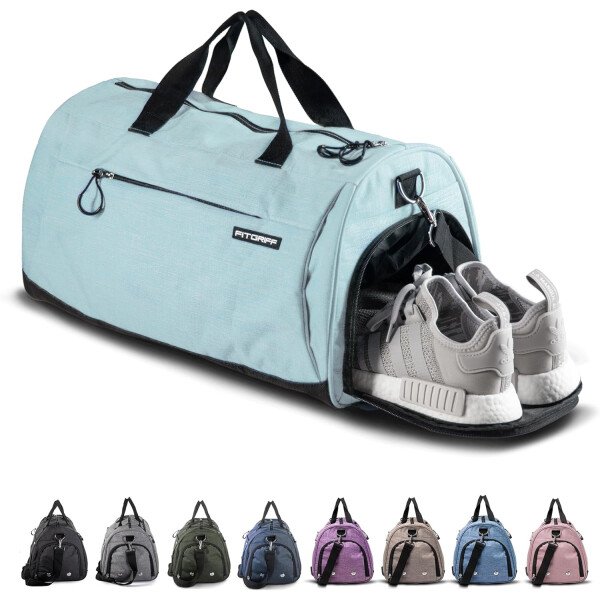 Fitgriff® Bolsa de gimnasio para hombres y mujeres con compartimento para zapatos y artículos húmedos, bolsa de lona para viajes, deportes, fitness y entrenamiento - Imagen 7