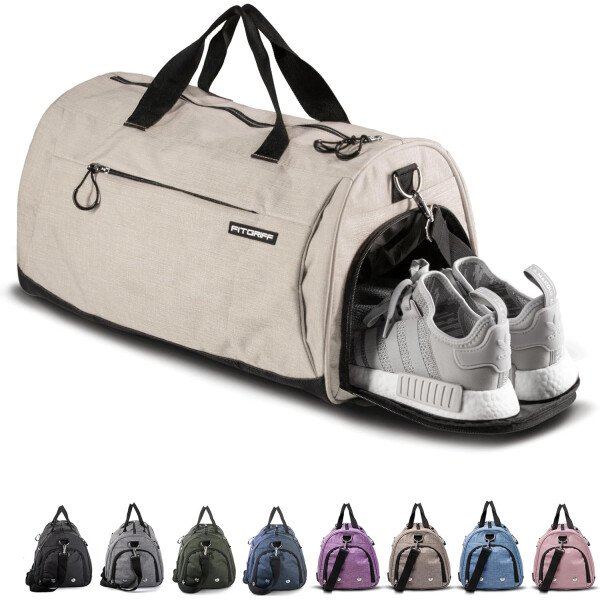 Fitgriff® Bolsa de gimnasio para hombres y mujeres con compartimento para zapatos y artículos húmedos, bolsa de lona para viajes, deportes, fitness y entrenamiento - Imagen 15
