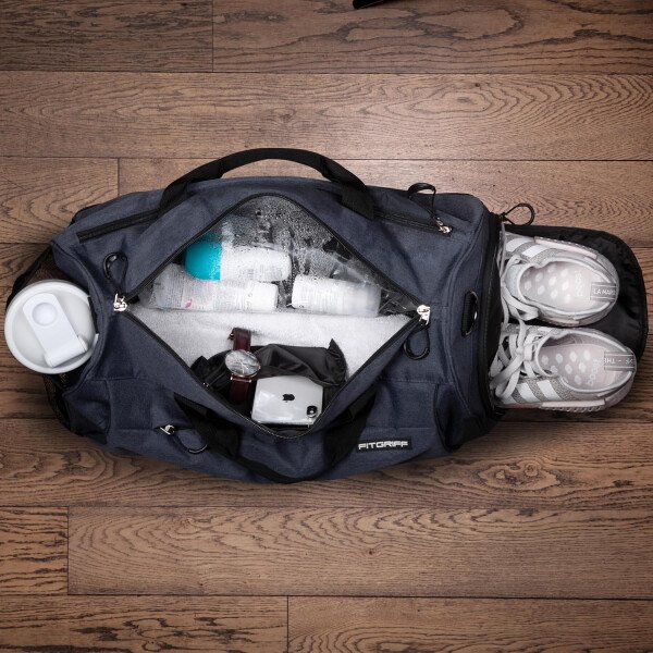 Fitgriff® Bolsa de gimnasio para hombres y mujeres con compartimento para zapatos y artículos húmedos, bolsa de lona para viajes, deportes, fitness y entrenamiento - Imagen 24