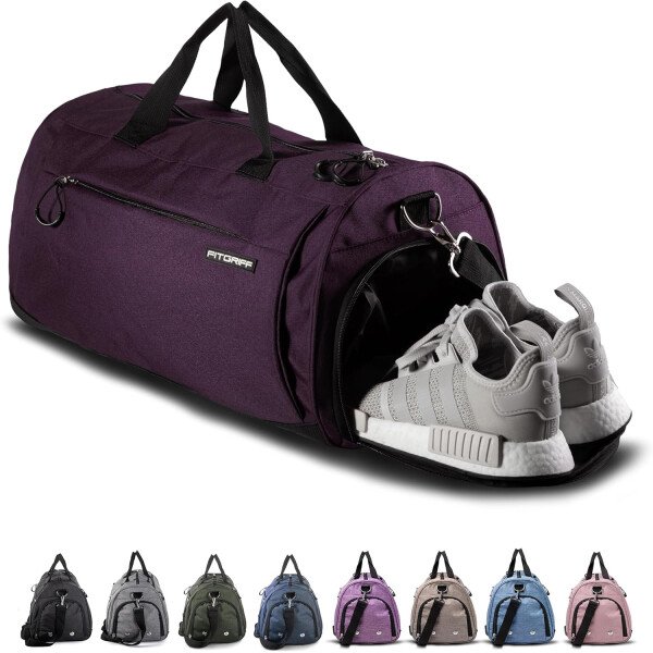 Fitgriff® Bolsa de gimnasio para hombres y mujeres con compartimento para zapatos y artículos húmedos, bolsa de lona para viajes, deportes, fitness y entrenamiento - Imagen 35