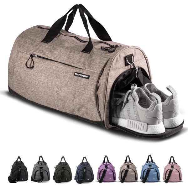 Fitgriff® Bolsa de gimnasio para hombres y mujeres con compartimento para zapatos y artículos húmedos, bolsa de lona para viajes, deportes, fitness y entrenamiento - Imagen 36