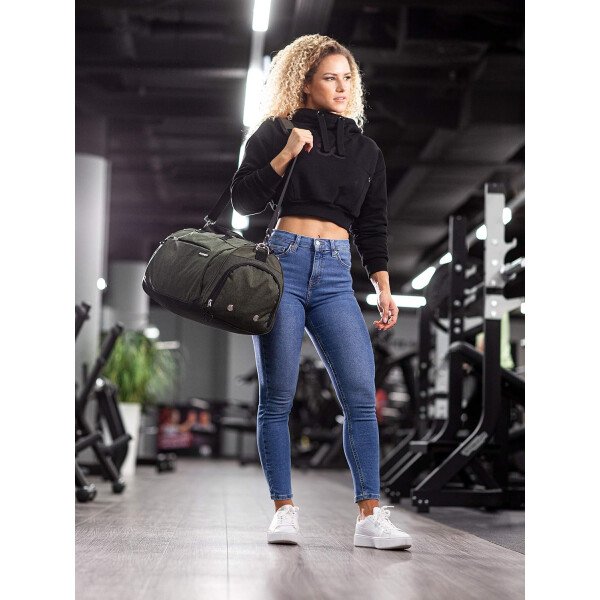 Fitgriff® Bolsa de gimnasio para hombres y mujeres con compartimento para zapatos y artículos húmedos, bolsa de lona para viajes, deportes, fitness y entrenamiento - Imagen 46