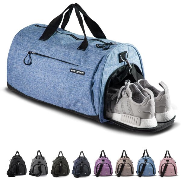 Fitgriff® Bolsa de gimnasio para hombres y mujeres con compartimento para zapatos y artículos húmedos, bolsa de lona para viajes, deportes, fitness y entrenamiento - Imagen 48