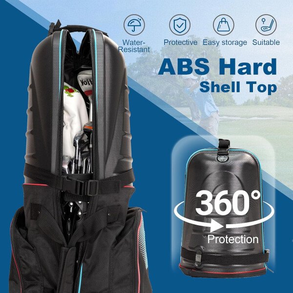 Golf Travel Bags for Airlines with Hard Case Top & Wheels, Hard Shell Top Protect Golf Club, 1680D Heavy Duty Oxford, Wide-Mouth Effortless Packing, Lightweight, MidnightFjord - Imagen 2