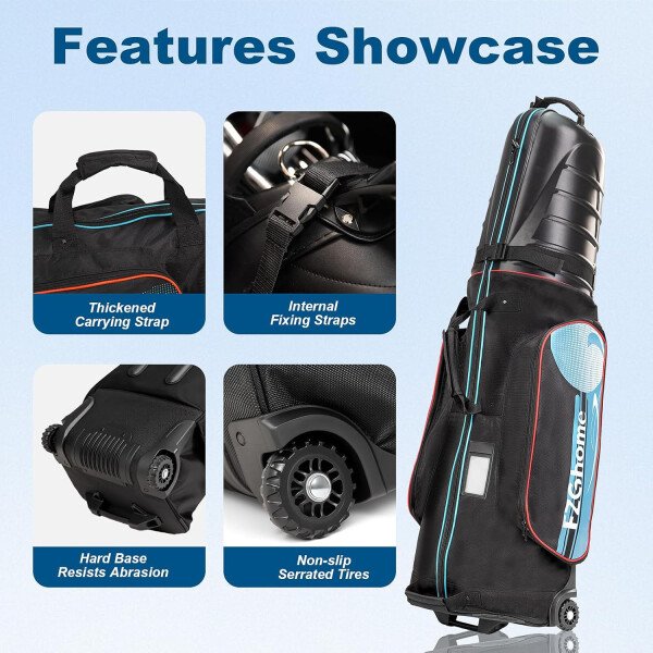 Golf Travel Bags for Airlines with Hard Case Top & Wheels, Hard Shell Top Protect Golf Club, 1680D Heavy Duty Oxford, Wide-Mouth Effortless Packing, Lightweight, MidnightFjord - Imagen 5