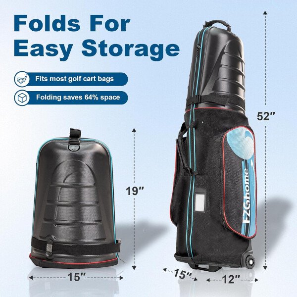 Golf Travel Bags for Airlines with Hard Case Top & Wheels, Hard Shell Top Protect Golf Club, 1680D Heavy Duty Oxford, Wide-Mouth Effortless Packing, Lightweight, MidnightFjord - Imagen 7