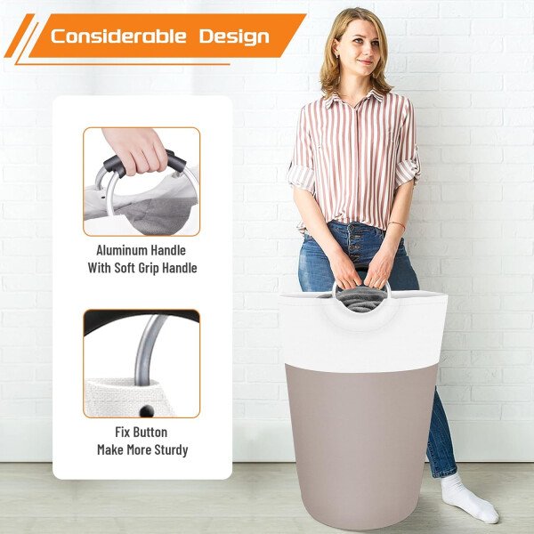 BlissTotes - Canasta de lavandería plegable para ropa sucia, tela impermeable con asas de aluminio protegidas de espuma para la universidad, dormitorio, familia, 90 litros, color negro - Imagen 19