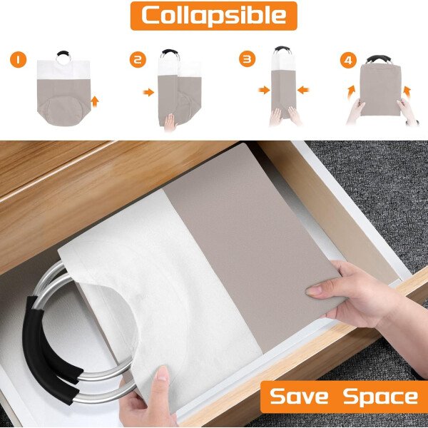 BlissTotes - Canasta de lavandería plegable para ropa sucia, tela impermeable con asas de aluminio protegidas de espuma para la universidad, dormitorio, familia, 90 litros, color negro - Imagen 20