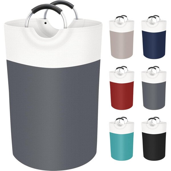 BlissTotes - Canasta de lavandería plegable para ropa sucia, tela impermeable con asas de aluminio protegidas de espuma para la universidad, dormitorio, familia, 90 litros, color negro - Imagen 22