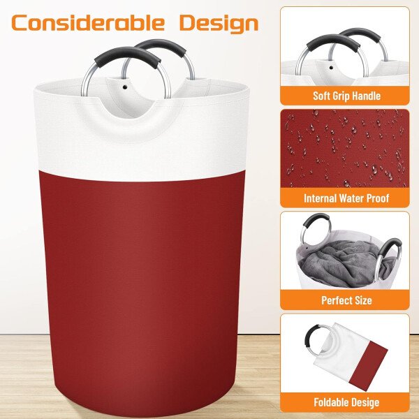 BlissTotes - Canasta de lavandería plegable para ropa sucia, tela impermeable con asas de aluminio protegidas de espuma para la universidad, dormitorio, familia, 90 litros, color negro - Imagen 31