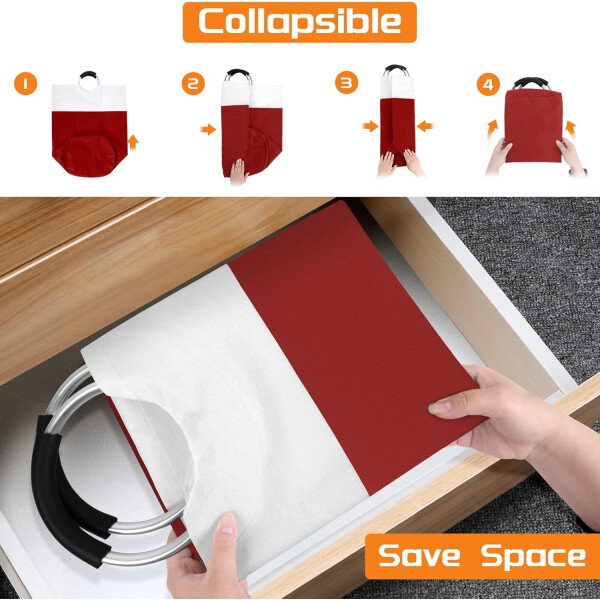 BlissTotes - Canasta de lavandería plegable para ropa sucia, tela impermeable con asas de aluminio protegidas de espuma para la universidad, dormitorio, familia, 90 litros, color negro - Imagen 34