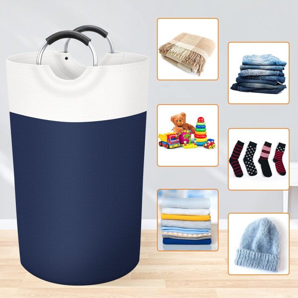 BlissTotes - Canasta de lavandería plegable para ropa sucia, tela impermeable con asas de aluminio protegidas de espuma para la universidad, dormitorio, familia, 90 litros, color negro - Imagen 39