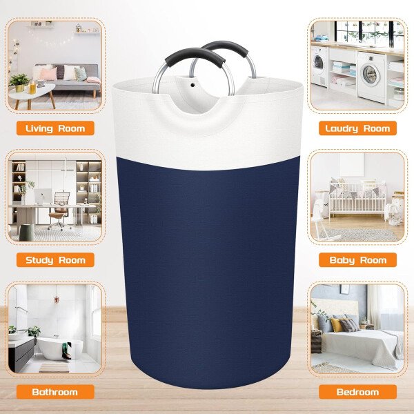 BlissTotes - Canasta de lavandería plegable para ropa sucia, tela impermeable con asas de aluminio protegidas de espuma para la universidad, dormitorio, familia, 90 litros, color negro - Imagen 42