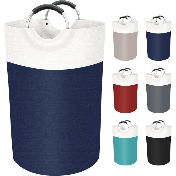 BlissTotes - Canasta de lavandería plegable para ropa sucia, tela impermeable con asas de aluminio protegidas de espuma para la universidad, dormitorio, familia, 90 litros, color negro - Imagen 43