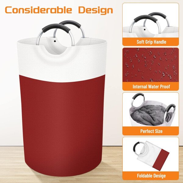 BlissTotes - Canasta de lavandería plegable para ropa sucia, tela impermeable con asas de aluminio protegidas de espuma para la universidad, dormitorio, familia, 90 litros, color negro - Imagen 49