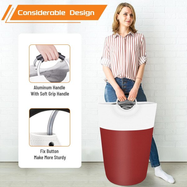 BlissTotes - Canasta de lavandería plegable para ropa sucia, tela impermeable con asas de aluminio protegidas de espuma para la universidad, dormitorio, familia, 90 litros, color negro - Imagen 51