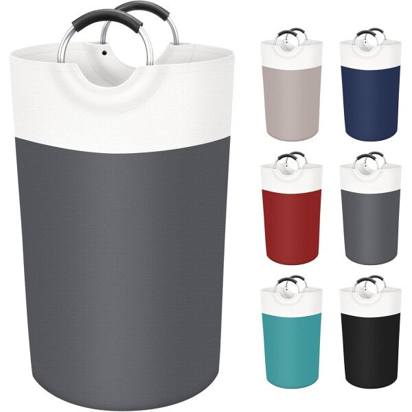 BlissTotes - Canasta de lavandería plegable para ropa sucia, tela impermeable con asas de aluminio protegidas de espuma para la universidad, dormitorio, familia, 90 litros, color negro - Imagen 53