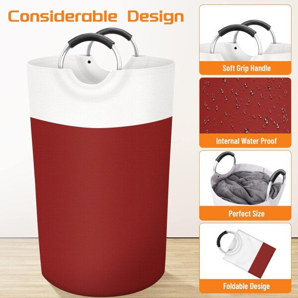 BlissTotes - Canasta de lavandería plegable para ropa sucia, tela impermeable con asas de aluminio protegidas de espuma para la universidad, dormitorio, familia, 90 litros, color negro - Imagen 59