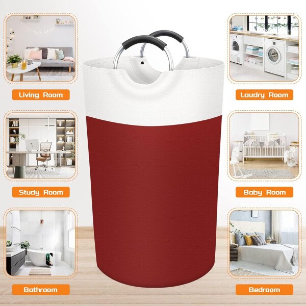 BlissTotes - Canasta de lavandería plegable para ropa sucia, tela impermeable con asas de aluminio protegidas de espuma para la universidad, dormitorio, familia, 90 litros, color negro - Imagen 61