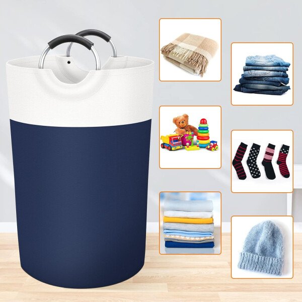 BlissTotes - Canasta de lavandería plegable para ropa sucia, tela impermeable con asas de aluminio protegidas de espuma para la universidad, dormitorio, familia, 90 litros, color negro - Imagen 64