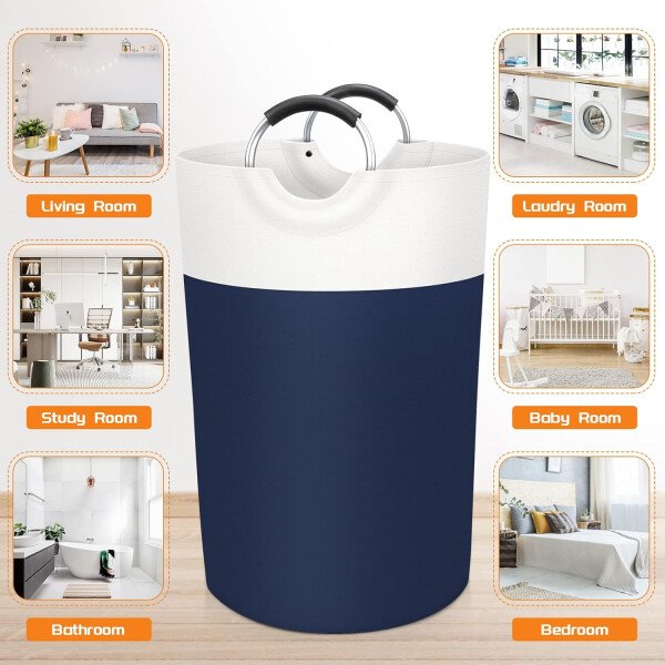 BlissTotes - Canasta de lavandería plegable para ropa sucia, tela impermeable con asas de aluminio protegidas de espuma para la universidad, dormitorio, familia, 90 litros, color negro - Imagen 66