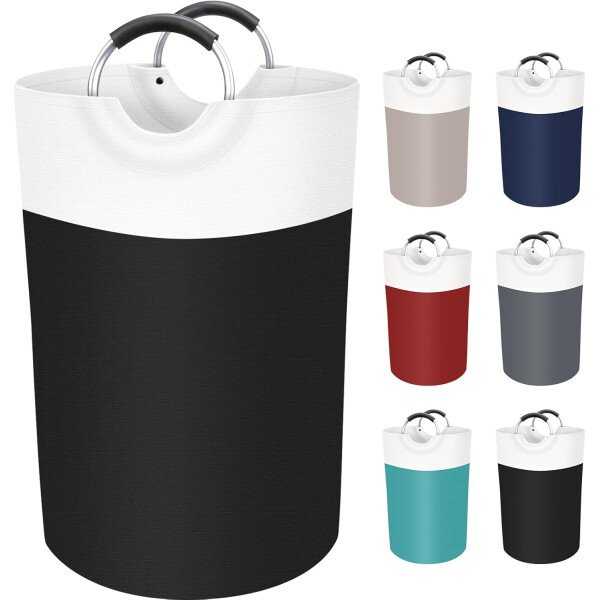 BlissTotes - Canasta de lavandería plegable para ropa sucia, tela impermeable con asas de aluminio protegidas de espuma para la universidad, dormitorio, familia, 90 litros, color negro - Imagen 72