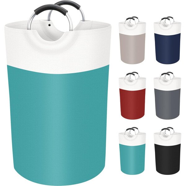 BlissTotes - Canasta de lavandería plegable para ropa sucia, tela impermeable con asas de aluminio protegidas de espuma para la universidad, dormitorio, familia, 90 litros, color negro - Imagen 81