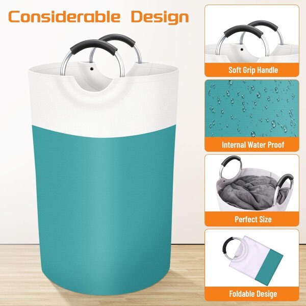 BlissTotes - Canasta de lavandería plegable para ropa sucia, tela impermeable con asas de aluminio protegidas de espuma para la universidad, dormitorio, familia, 90 litros, color negro - Imagen 83