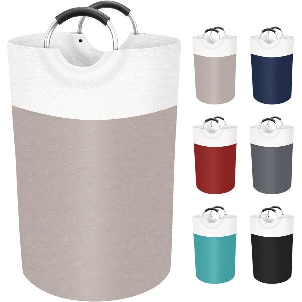 BlissTotes - Canasta de lavandería plegable para ropa sucia, tela impermeable con asas de aluminio protegidas de espuma para la universidad, dormitorio, familia, 90 litros, color negro - Imagen 90