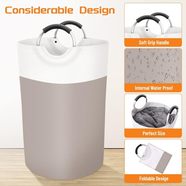 BlissTotes - Canasta de lavandería plegable para ropa sucia, tela impermeable con asas de aluminio protegidas de espuma para la universidad, dormitorio, familia, 90 litros, color negro - Imagen 91