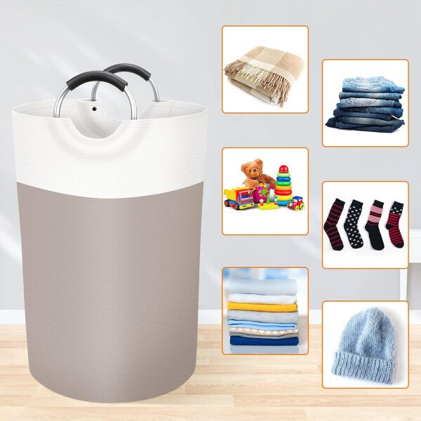 BlissTotes - Canasta de lavandería plegable para ropa sucia, tela impermeable con asas de aluminio protegidas de espuma para la universidad, dormitorio, familia, 90 litros, color negro - Imagen 92